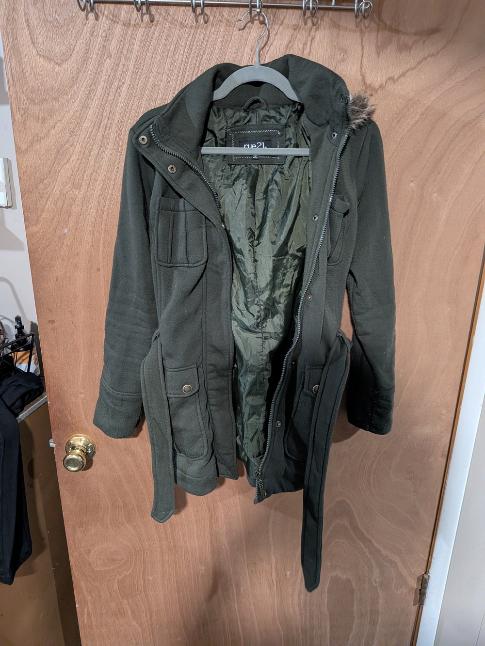 Rue21 Women's Olive Green Hooded Coat